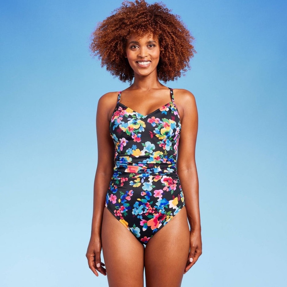 Aqua Green one piece XL floral swimsuit